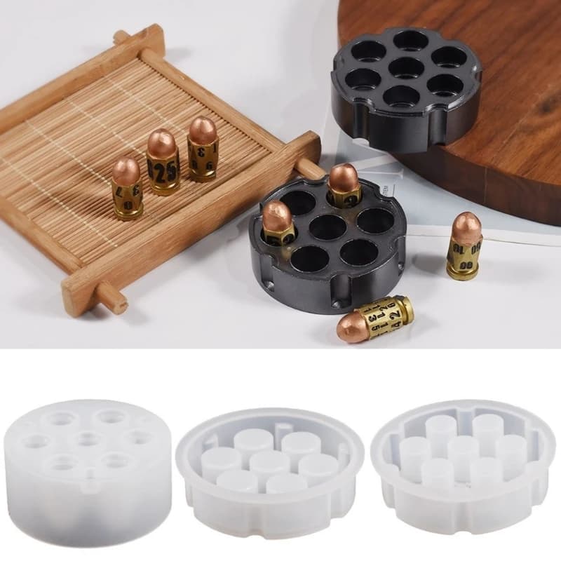 DIY Crystal Epoxy Mold 7 Holes Dices Fillet Resin Molds Silicone Mould Digital Game Crafts Round Gypsum Cement Mold Decor
