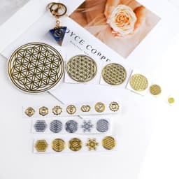 Geometry Copper Orgonite Stickers Energy Tower Material Flower Life Tree Chakra Stickers for Epoxy Resin Scrapbook Craft