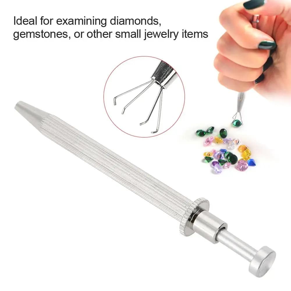 Jewelry Bead Gem Holder Pick-Up Tool Diamond Gems 4 Prong Tweezer Catcher Grabber DIY Professional Jewelry Making Tool Jeweler