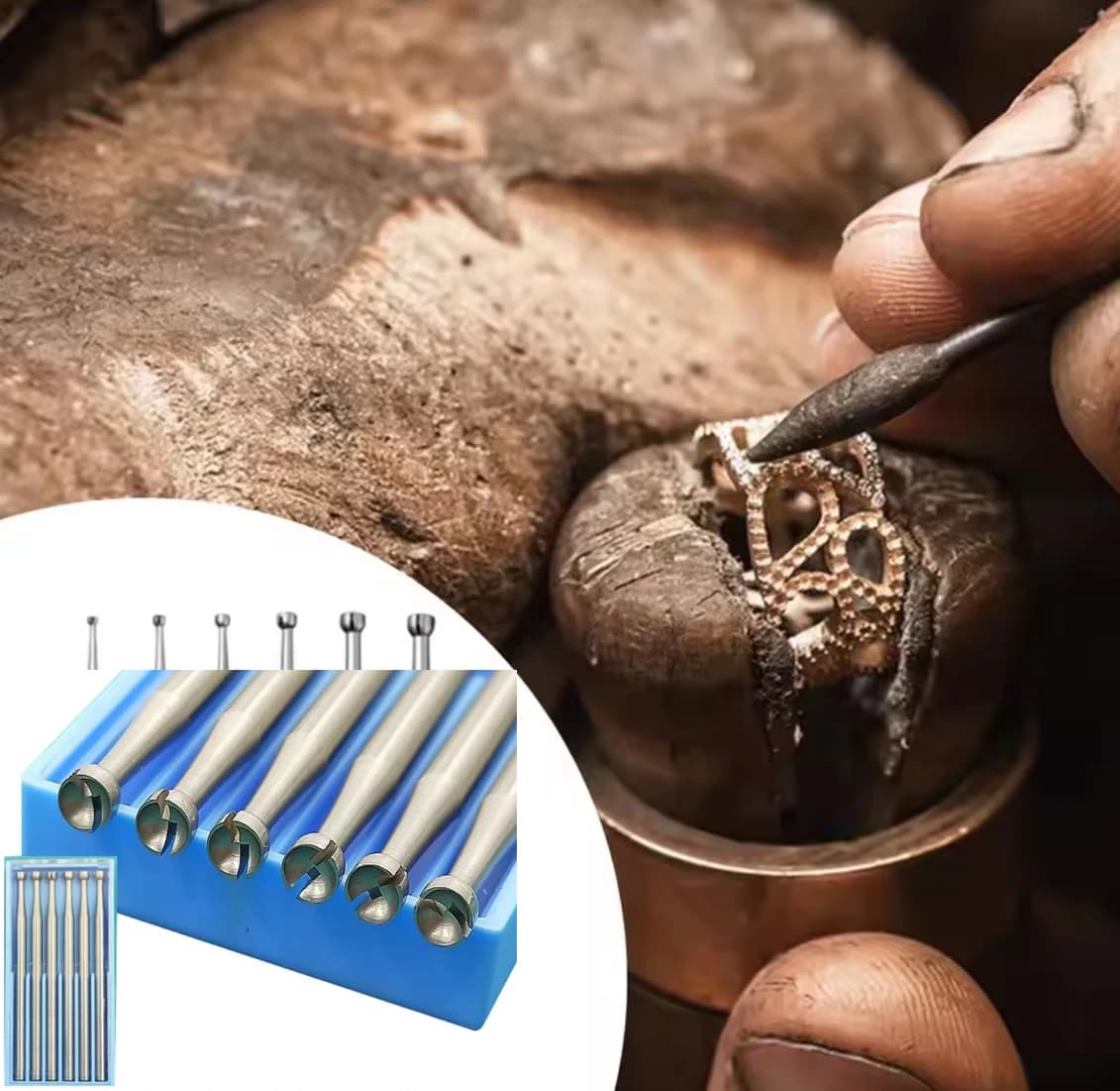 6Pcs round Cup Burr Multipurpose Jewelry Carving Bits Goldsmith Accessories Wire Rounder Burring Tools for Crafting