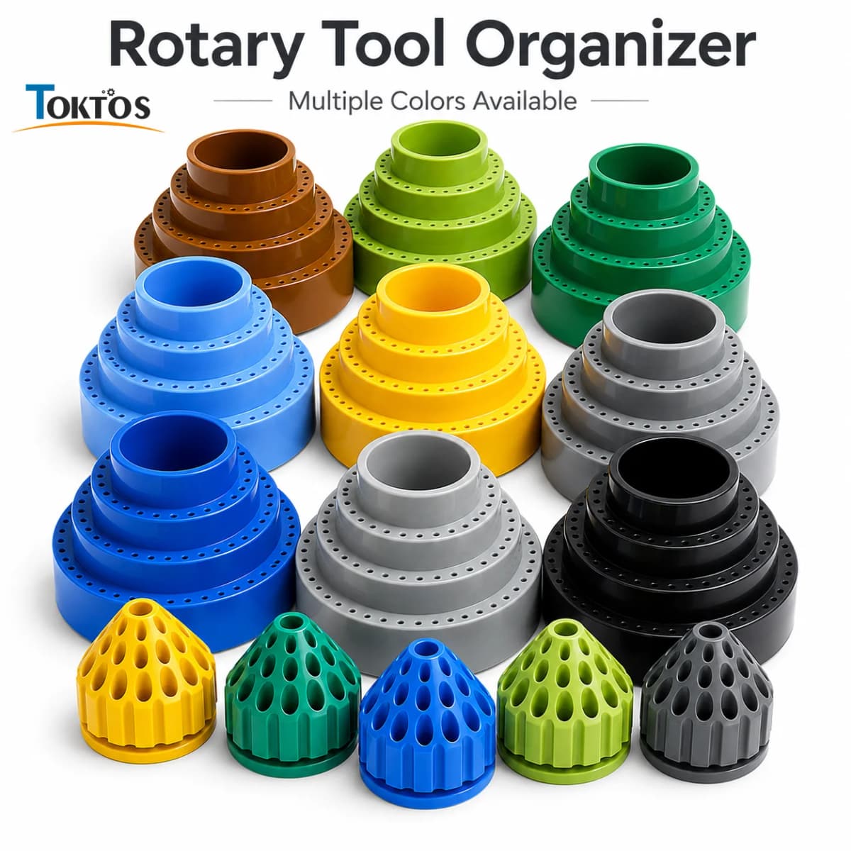 TOKTOS 35/116 Hole Rotary Tool Storage Box 360° Grinding Head Burr Drill Bit Polishing Accessory Organizer for Jewelry Tools