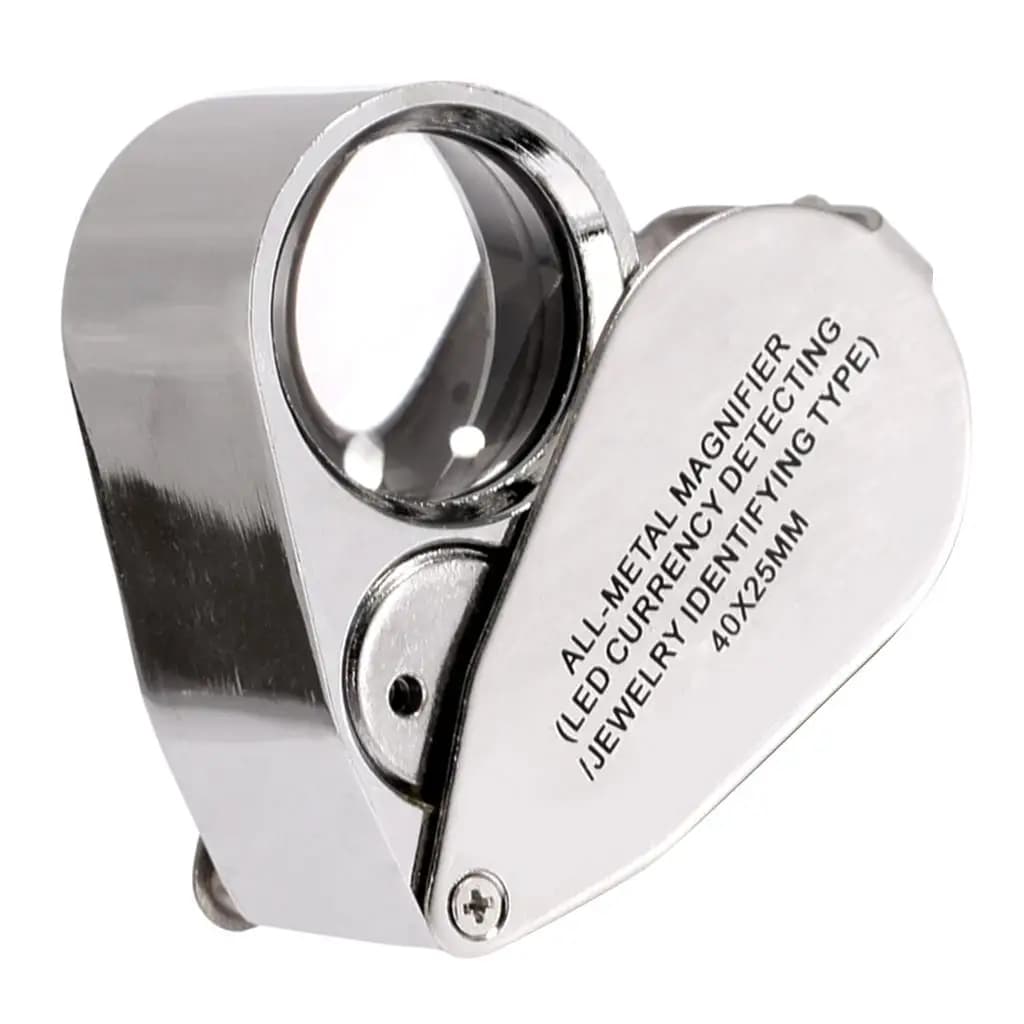 40X 25mm All Metal Jeweler LED Lens Jewelery Loupe LED Currency Detecting/Jewelry Identifying Type