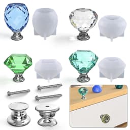 DIY 3D Dresser Knob Resin Mold Handles Silicone Resin Casting Mold Drawer Kitchen Cabinet Door Hardware with Accessories