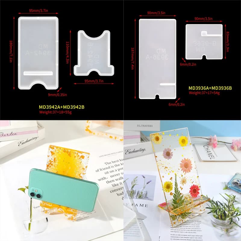 DIY Crystal Epoxy Silicone Mold Mobile Phone Stand Holder Decoration Resin Mould Phone Bracket Molds