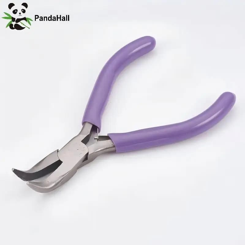 Pandahall Carbon Steel Jewelry Pliers Bent Nose Pliers Polishing Jewelry Making Tools 12x7.2x0.9cm