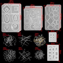 20 Styles Jewelry Epoxy Resin Molds Kit Silicone Mold UV Casting Tools Resin Jewelry Casting Molds for DIY Crafts Jewelry Making