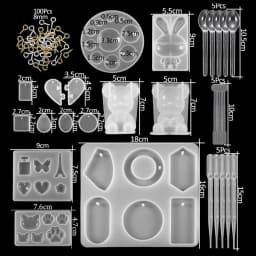 20 Styles Jewelry Epoxy Resin Molds Kit Silicone Mold UV Casting Tools Resin Jewelry Casting Molds for DIY Crafts Jewelry Making