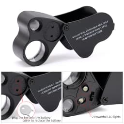 30X 60X Illuminated Jewelers Eye Loupe Magnifier Foldable Jewelry Magnifier With LED Light For Gems, Jewelry, Coins, Stamps