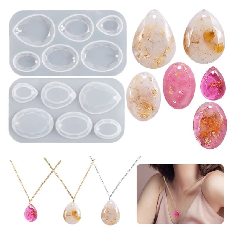 DIY Silicone Pendant Water Drop Gem Mold Faceted Oval Drop Epoxy Resin Silicone Mold Earrings Casting Craft Jewelry Making Tool