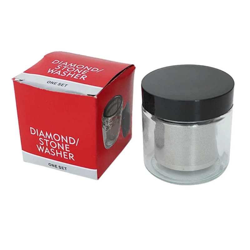 E0BF Diamond Washing Cup Cleaning Glass Jar Bottle with Metal Sieve Cleaner