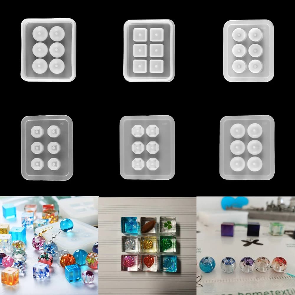 1pcs Round Square Prismatic Beads Silicone Mold Necklace Bracelet Pendant UV Resin Mould For DIY Jewelry Making Finding Tools