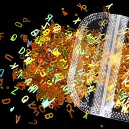 5 Colors Alphabet Holographic Laser- Letters Chunky Glitter Epoxy Resin Festival Chunky Letters Mixed Sequins 2g Per