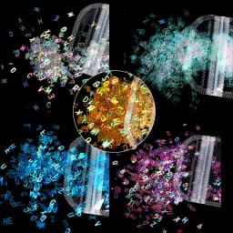 5 Colors Alphabet Holographic Laser- Letters Chunky Glitter Epoxy Resin Festival Chunky Letters Mixed Sequins 2g Per
