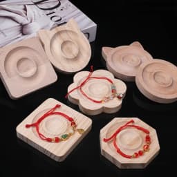 1Pcs Natural Wooden Jewelry Design Board Flocked Bead Board Jewelry Measuring Tools DIY Handmade Bracelet Necklace Organizer