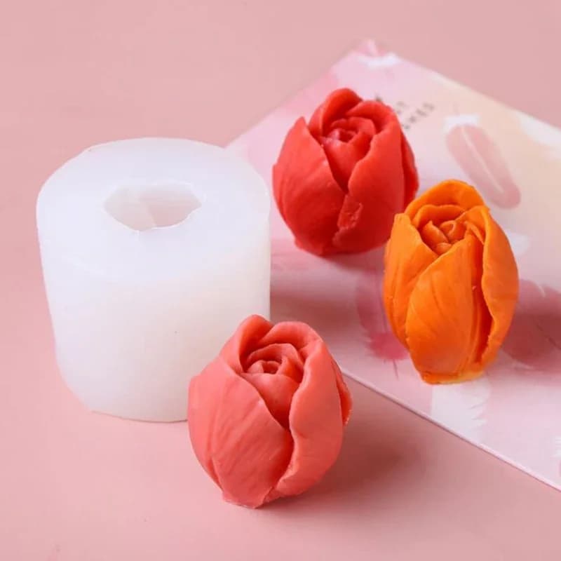 3D Three-dimensional Tulip Bud Mold Candle Mold DIY Dessert Fondant Flowers Chocolate Baking Mold