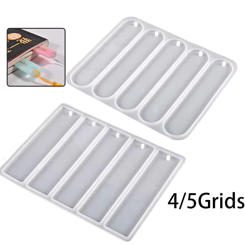 4/5 Cavities Bookmark Silicone Mold Epoxy Resin Casting Mould For DIY Crystal Epoxy Resin Book Decoration Crafts Accessories