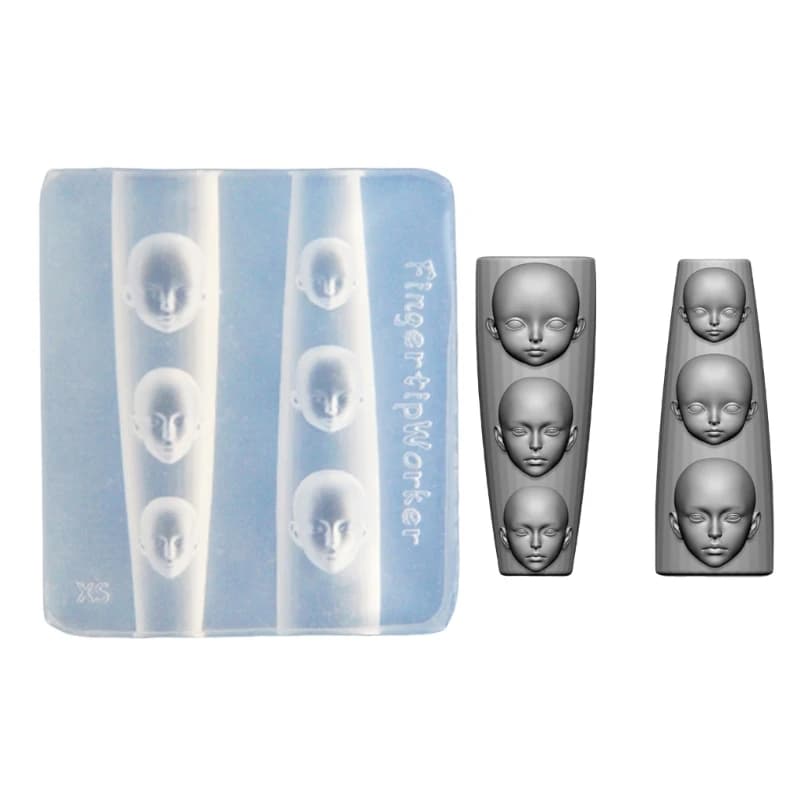 DIY Cute Small Doll Face Shaped Manicure Patterns Mould Handmade Women Nail Decoration Silicone Mold Nail Art Template Tool