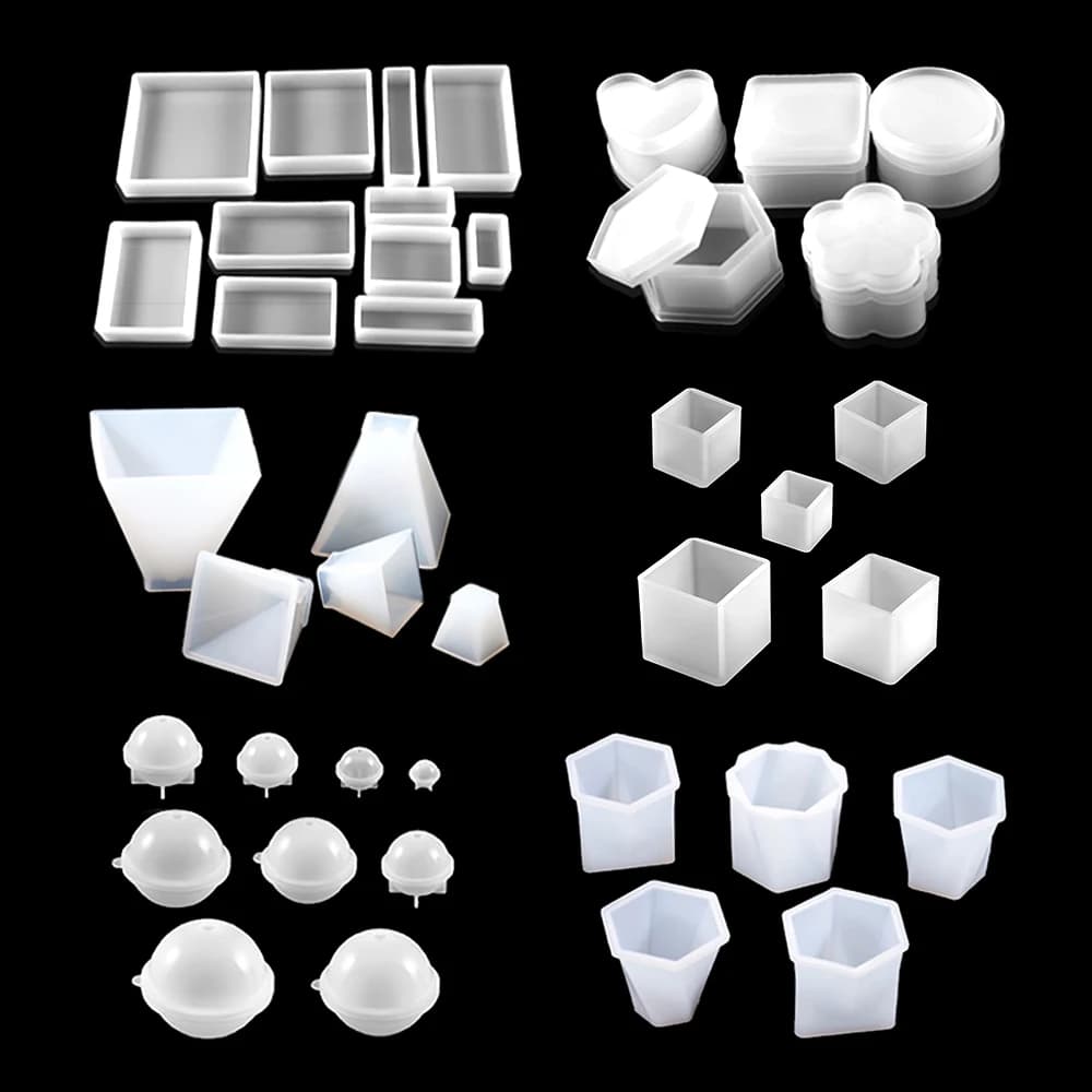 1Pcs Polygon Silicone Plant Specimen Mould UV Epoxy Square Rectangle Resin Mold for DIY Jewelry Making Accessories