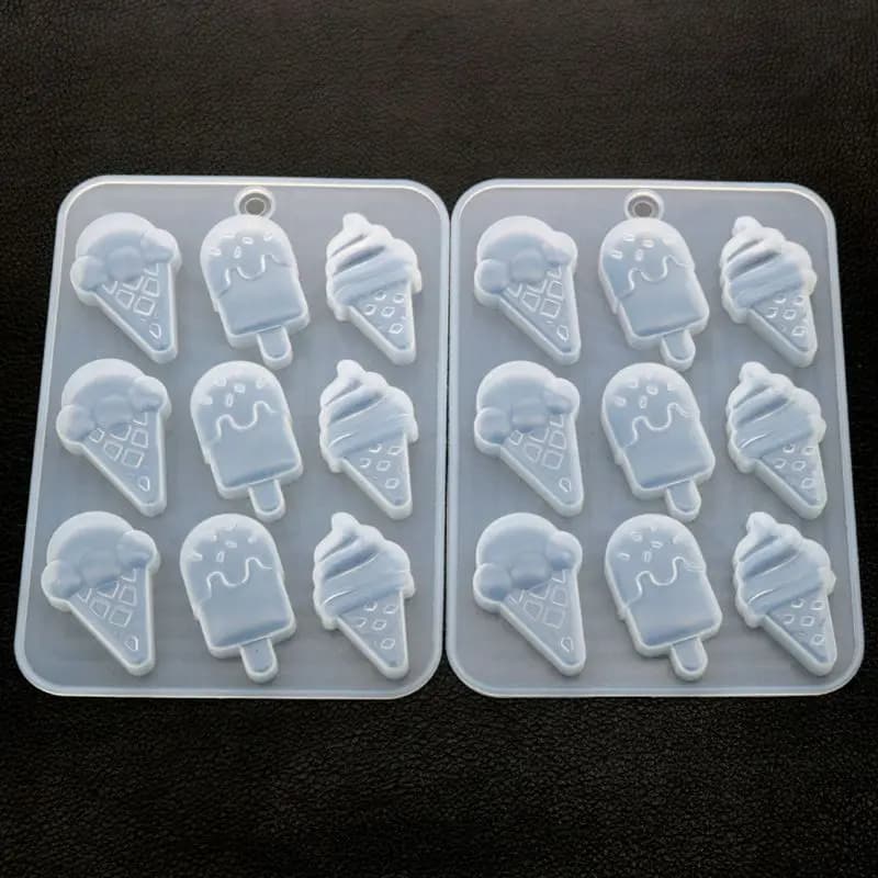 Simulated Food Resin Mold Ice Cream Cones Popsicle Food Keychain Pendant Silicone Resin Mold Jewelry Making Tools R3MC