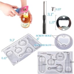 3D DIY Crystal Resin Silicone Mold Beer Wrench Corkscrew Bottle Opener Mirror Silicone Mold For Resin