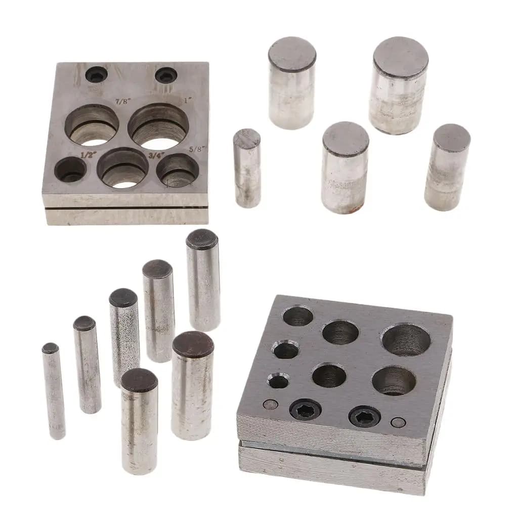 5 / 7 Holes Assorted Size Disc Cutter Set with Round Metal Punches & Cutter Block for Jewelry Making Design Hand Tools