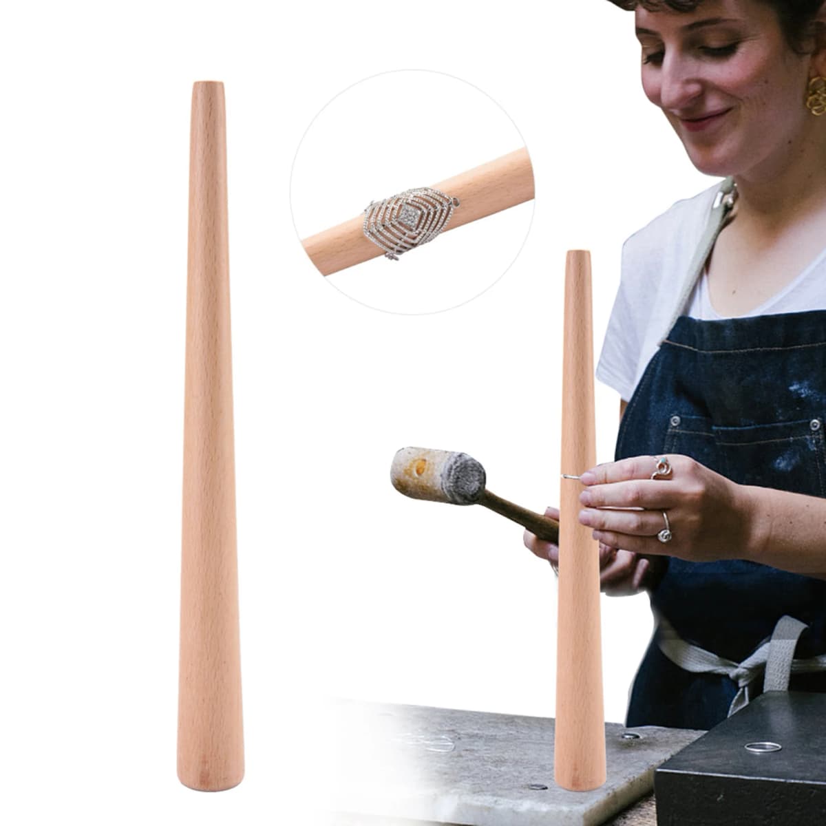 Jewelry Ring Mandrel Ring Mandrel Stick Wood Mandrel Stick Tool for Finger Ring Jewelry Making and Rings Forming Polishing