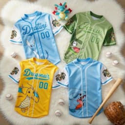 Bandai Brand Animation Pok É Mon Character Sports Baseball Jersey Theme Summer Oversize T-shirt Adult FamilyMatching2026