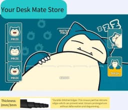 Cute Sleeping Snorlax Playmat with Zones Desk Mat for TCG Gaming Collectors