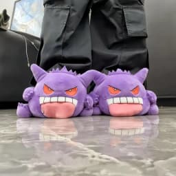 2026 New Gengar Slippers Funny Tongue Out Design Soft Sole Cute Cozy Winter Warm Indoor Couple Home Slippers Toy