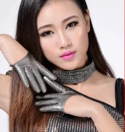 Fashion Sexy Female Night Club Pole Dancing Leather Gloves Women Gothic Punk Rock Show Half Palm Full Finger Fitness Gloves L63