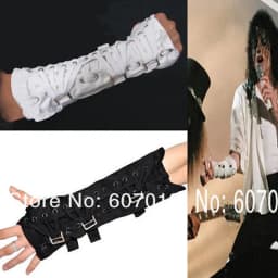 Impersonator Michael Jackson Costumes Armbrace Stuff BAD Jam Black White Cotton Glove