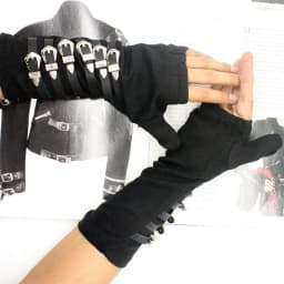 Handmade Punk Rock Roall Gloves Michael Jackson Tour Dirty Diana Armbraces Metal Buckle Black Cotton for Adults