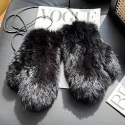 Hot Sale Women's 100% Natural Rabbit Fur Winter Gloves Warm Knit Thick Thermal Mittens Soft Real Fur Outdoor Cold Weather Glove