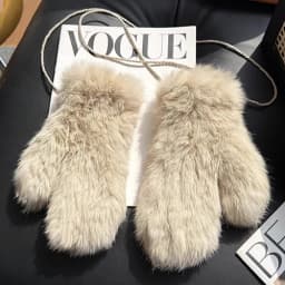 Hot Sale Women's 100% Natural Rabbit Fur Winter Gloves Warm Knit Thick Thermal Mittens Soft Real Fur Outdoor Cold Weather Glove