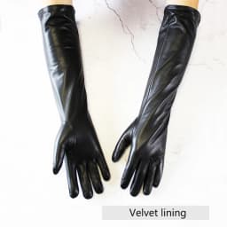Long Leather Gloves Female Color Sheepskin Cloves Thin Section Over Elbow Long Velvet Lining Winter Warm Arm Set Free Shipping