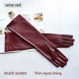 Long Leather Gloves Female Color Sheepskin Cloves Thin Section Over Elbow Long Velvet Lining Winter Warm Arm Set Free Shipping