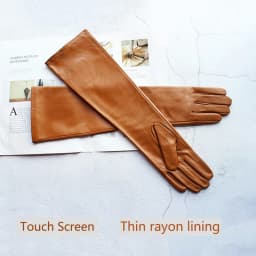 Long Leather Gloves Female Color Sheepskin Cloves Thin Section Over Elbow Long Velvet Lining Winter Warm Arm Set Free Shipping