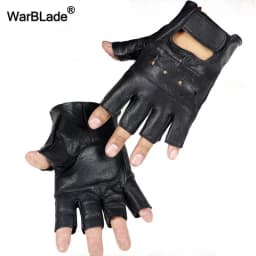 WarBLade Men Genuine Leather Gloves Sport Driving Slip-resistant Luvas Half Finger Sheep Leather Fingerless Gym Fitness Gloves