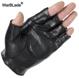 WarBLade Men Genuine Leather Gloves Sport Driving Slip-resistant Luvas Half Finger Sheep Leather Fingerless Gym Fitness Gloves
