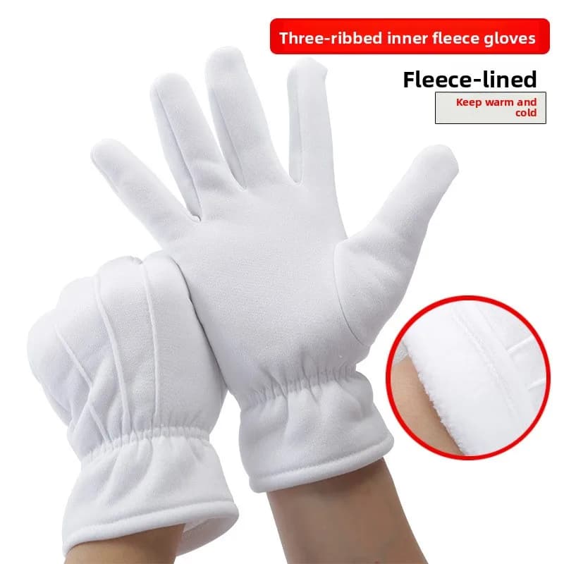 1Pair White Formal Gloves Winter Warm Men Uniform Tuxedo Honor Guard Parade Cosplay Costume Inspection Work Butler Gloves