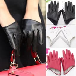 1 Pair Fashion Women Tight Full Finger Gloves Imitation PU Leather Sexy Half Palm Gloves Party Performance Black Short Mittens