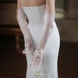 White Long Lace Sexy Mesh Eyelash Gloves Tulle Bridal Wedding Elbow Opera Party Costume Accessories Thin Transparent Hollow Out