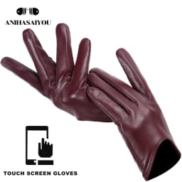 Fashion Sheepskin Women's Gloves, Drive Women's Leather Gloves, Thin Touch Gloves, Keep Warm Women's Winter Gloves -2001