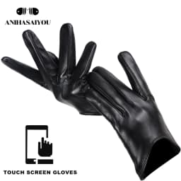 Fashion Sheepskin Women's Gloves, Drive Women's Leather Gloves, Thin Touch Gloves, Keep Warm Women's Winter Gloves -2001