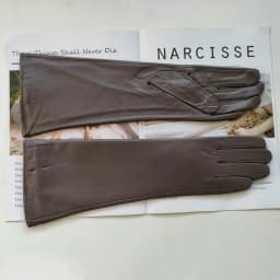 New Women's Long Sheepskin Gloves with Plush Insulation and Windproof Leather Gloves for Driving