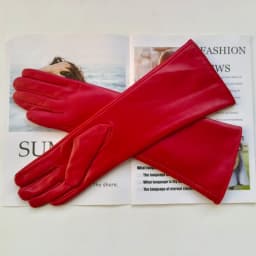 New Women's Long Sheepskin Gloves with Plush Insulation and Windproof Leather Gloves for Driving