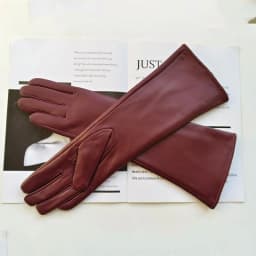 New Women's Long Sheepskin Gloves with Plush Insulation and Windproof Leather Gloves for Driving