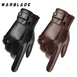 Fashion Men's Winter Outdoor Warm Waterproof Gloves Men Faux Leather Driving Gloves Thin Leather Gloves For Touch Screen Guantes