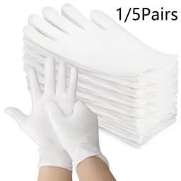 1/5Pairs Disposable Stretchable White Cotton Work Gloves Jewelry Inspection Gloves Men Women Household Cleaning Work