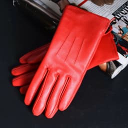 Women's Ladies 100% Real Leather Sheep Skin Elegant Winter Warm Thick Lining White Pink Colorful Cute Outdoor Short Gloves